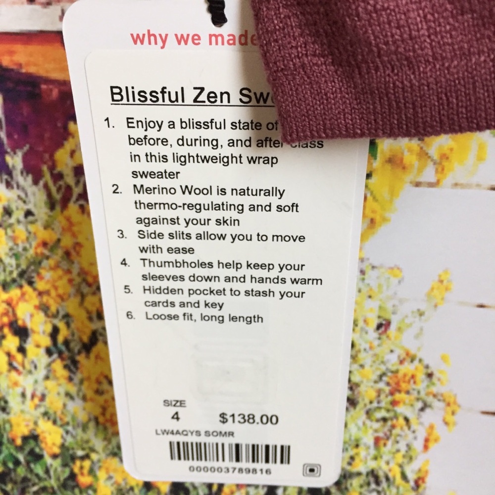 🔴FIRM PRICE NWT LULULEMON BLISSFUL ZEN SWEATER - Picture 5 of 6